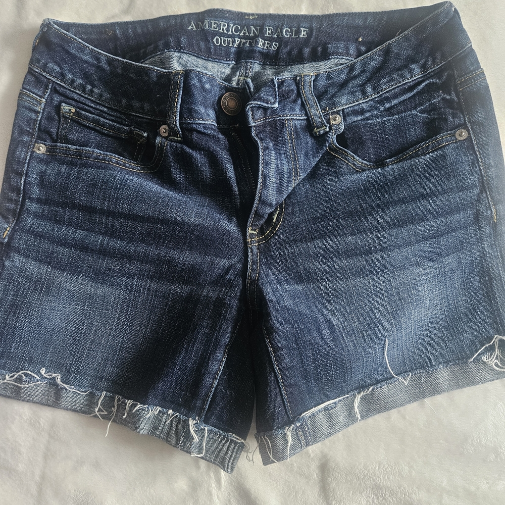 American Eagle Outfitters Dark Blue Denim Cutoff Shorts